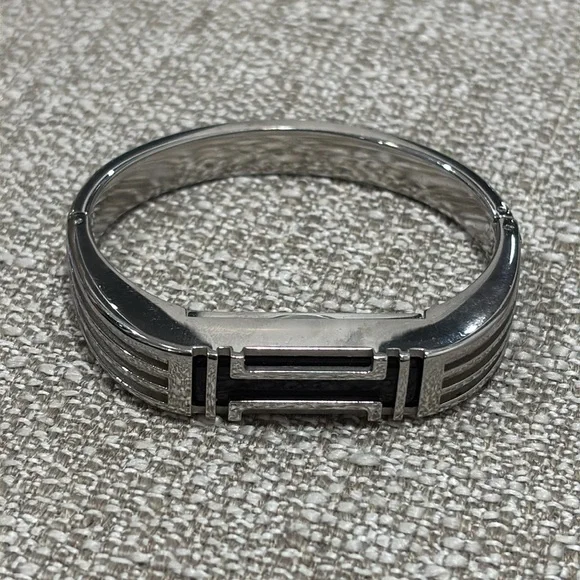 NWT Tory Burch for Fitbit metal hinged bracelet Tory Burch Fitbit SilverTone Metal Hinged Bracelet Steel Fit  main image 2